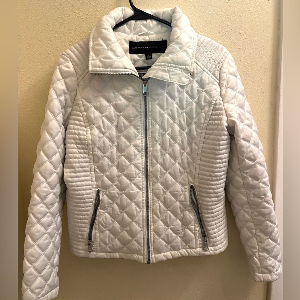 Marc New York Andrew Marc Quilted Puffer Jacket Women's Large White Zip